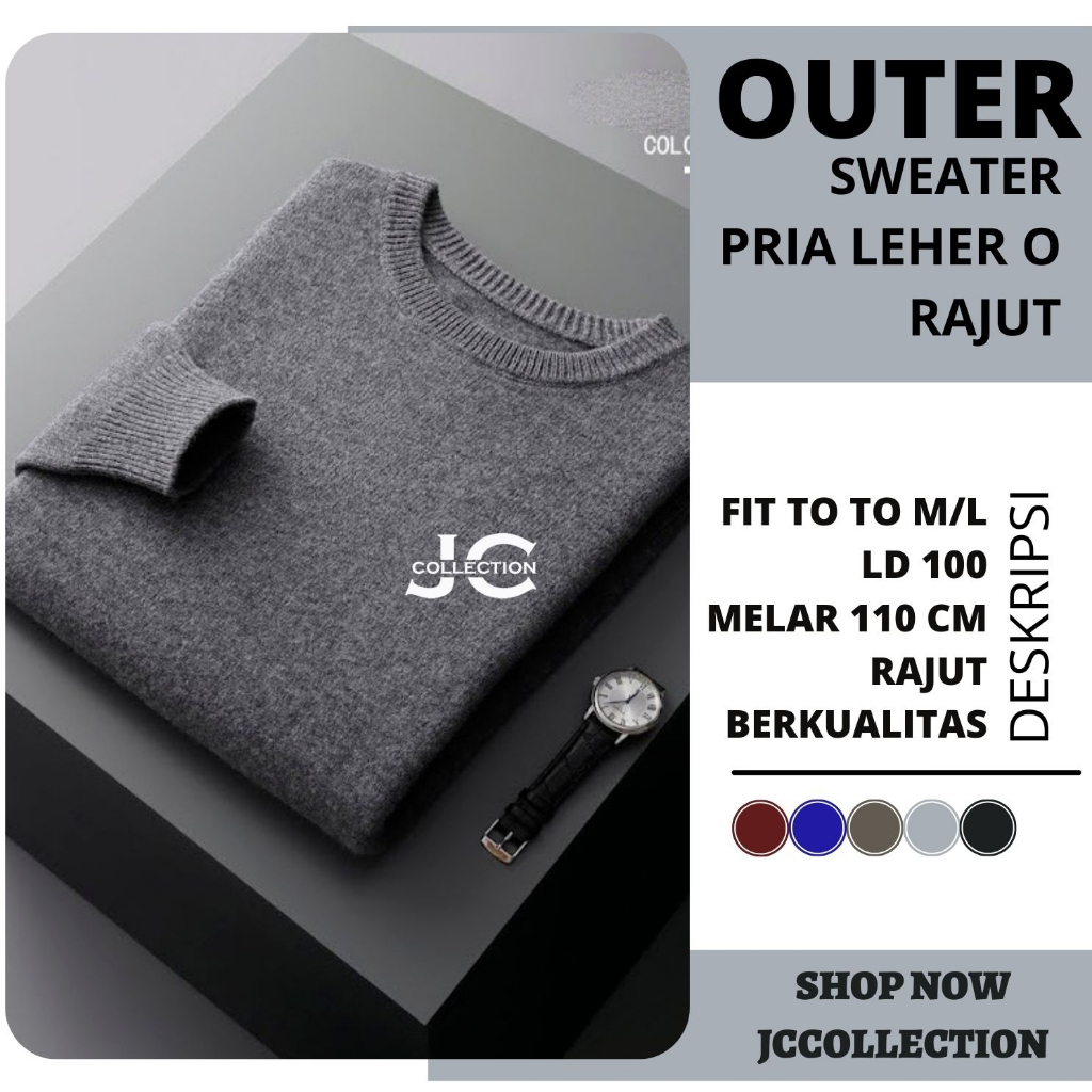 Sweater Jacket Rajut Korea Style Otnil / Sweter Pria Leher O  - JCCollections