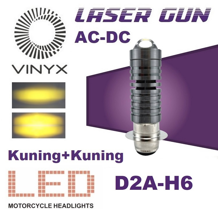 Lampu Utama LED Laser Gun Motor AC DC Lasergun Hi Lo 2 Warna CSP H6 VINYX D2 D2A-H6