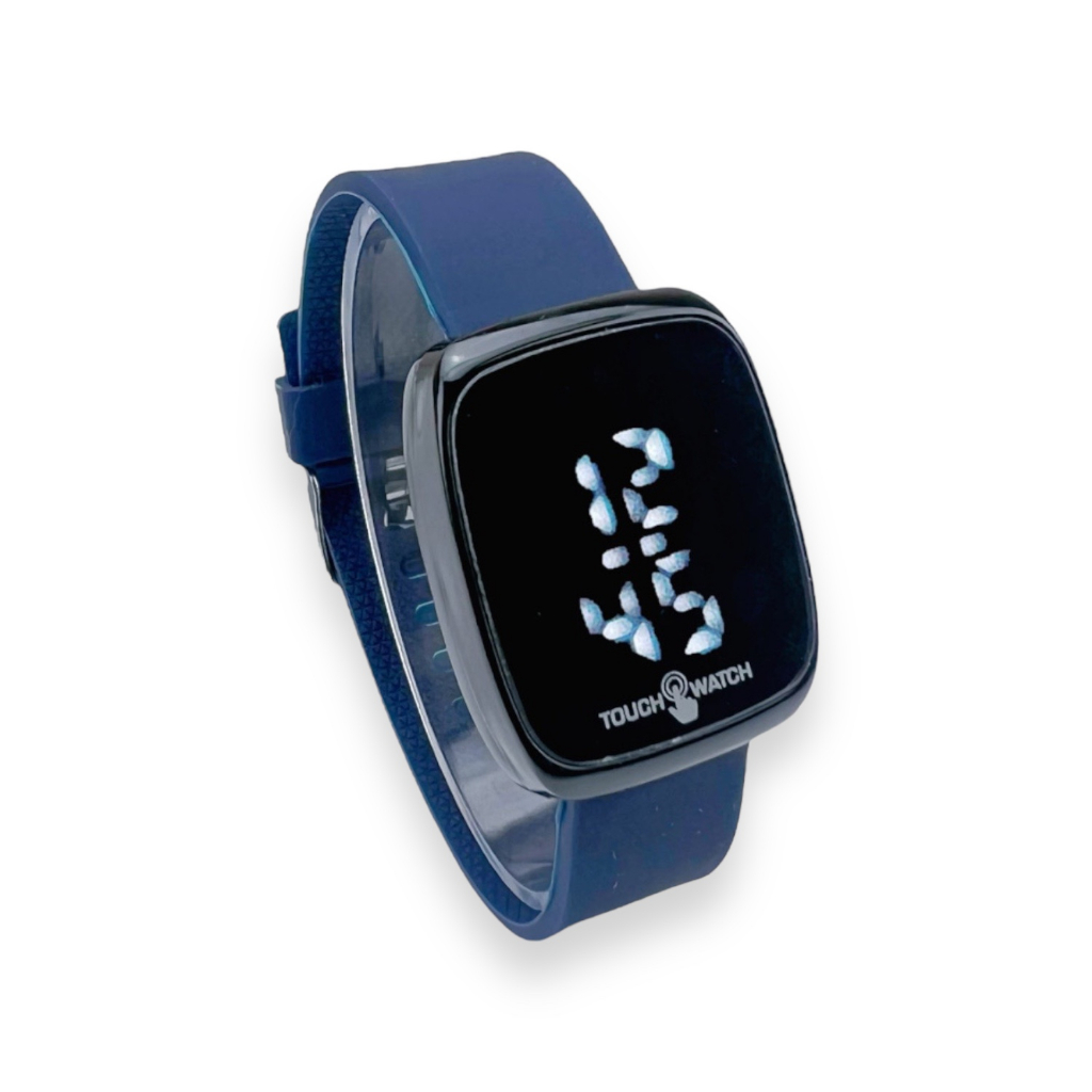 COD✅ Jam Tangan Digital Wanita Pria Watch LED Rubber Elektronik Touch Screen Harga Murah    S1201-S1280-Biru