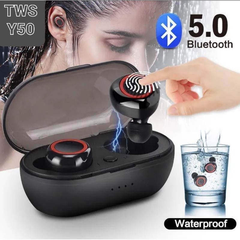 Headset Bluetooth Smartphone Y50 TWS Original - Wireless Earphone Earbuds