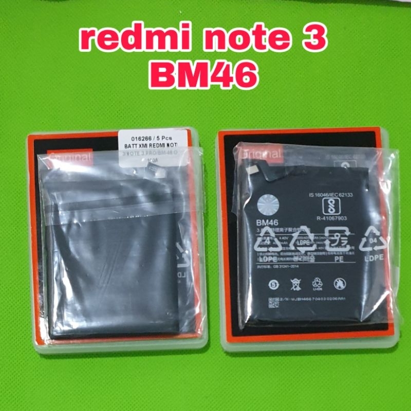 batu batre baterai xiaomi redmi note 3 bm46 ori 100a