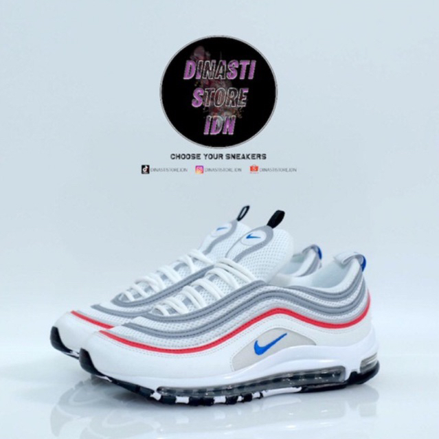 (DSIDN) Sepatu Nike Air Max 97 Metallic Silver Flash Crimson "Racer Blue" Original 100% | Sneakers P