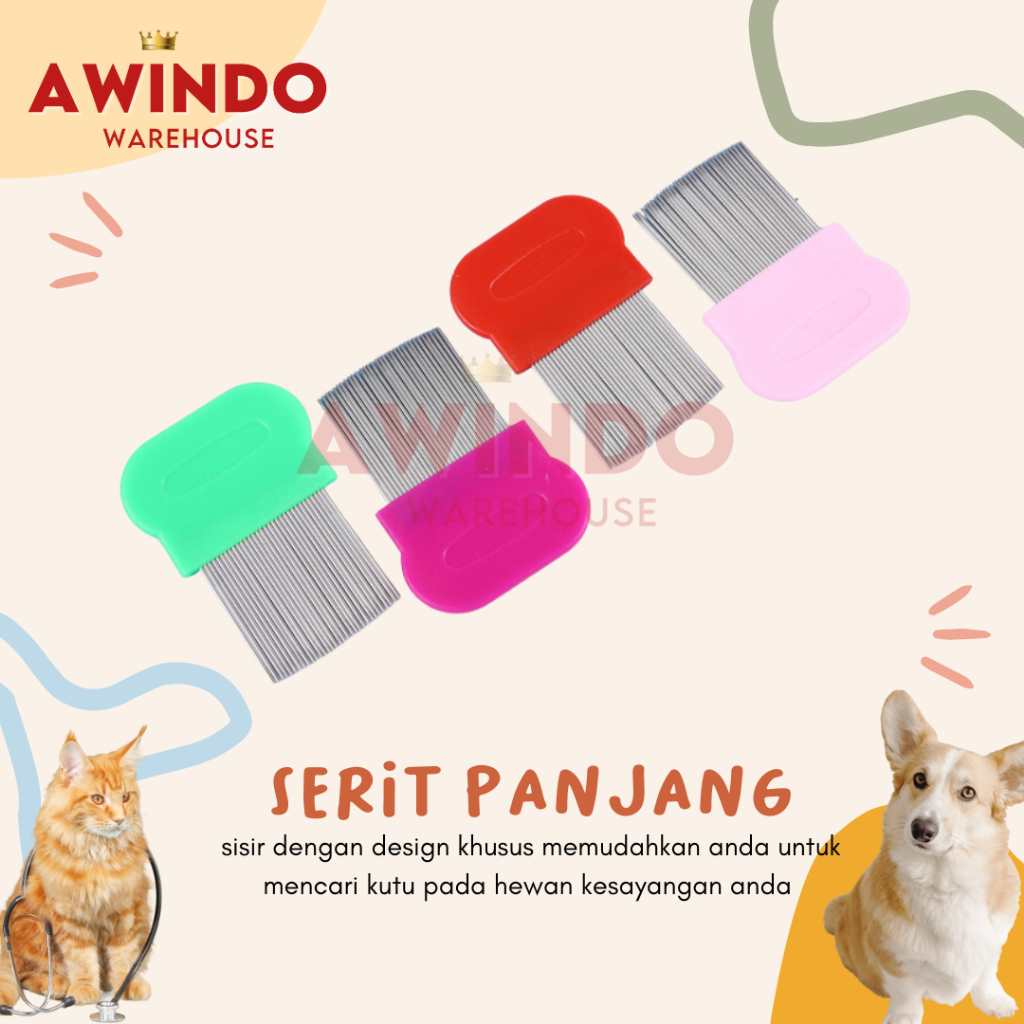 SERIT SISIR SIKAT KUTU HEWAN KUCING ANJING BURUNG TUPAI TIKUS PET GROOMING TIPE PANJANG