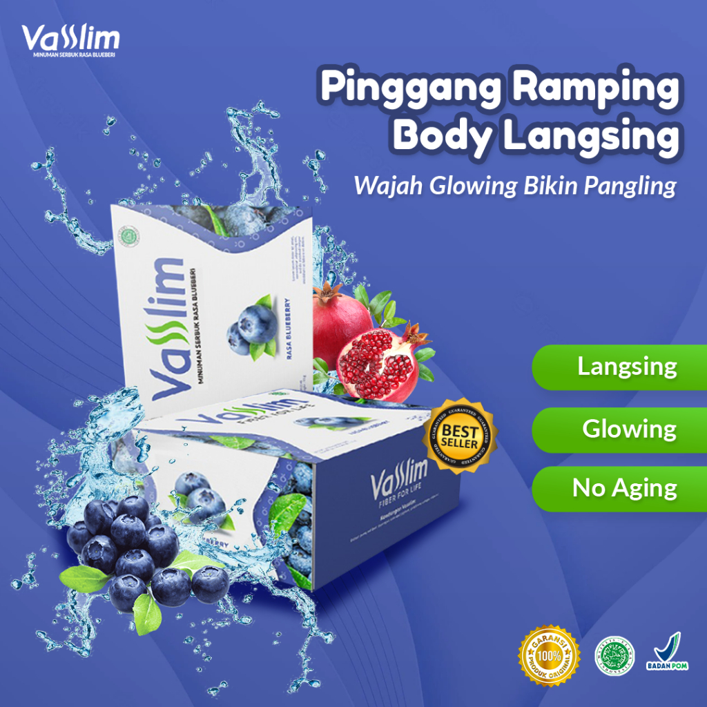 Vasslim Fiber Drink Original - 1 Box (isi 15 sachet) Antioksidan