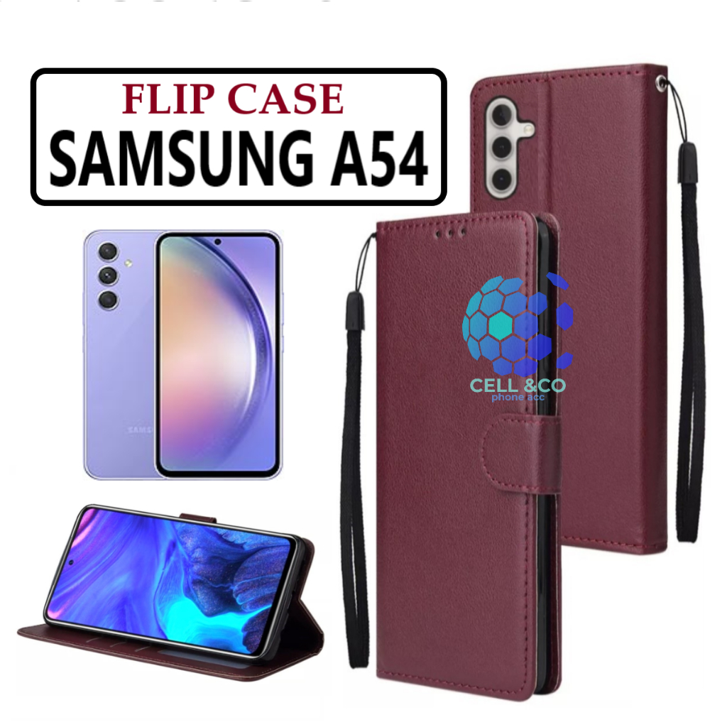 FLIP COVER SAMSUNG GALAXY A54 LEATHER WALLET PREMIUM FLIP CASE BUKA TUTUP KESING HP CASING FLIP CASE WALLET