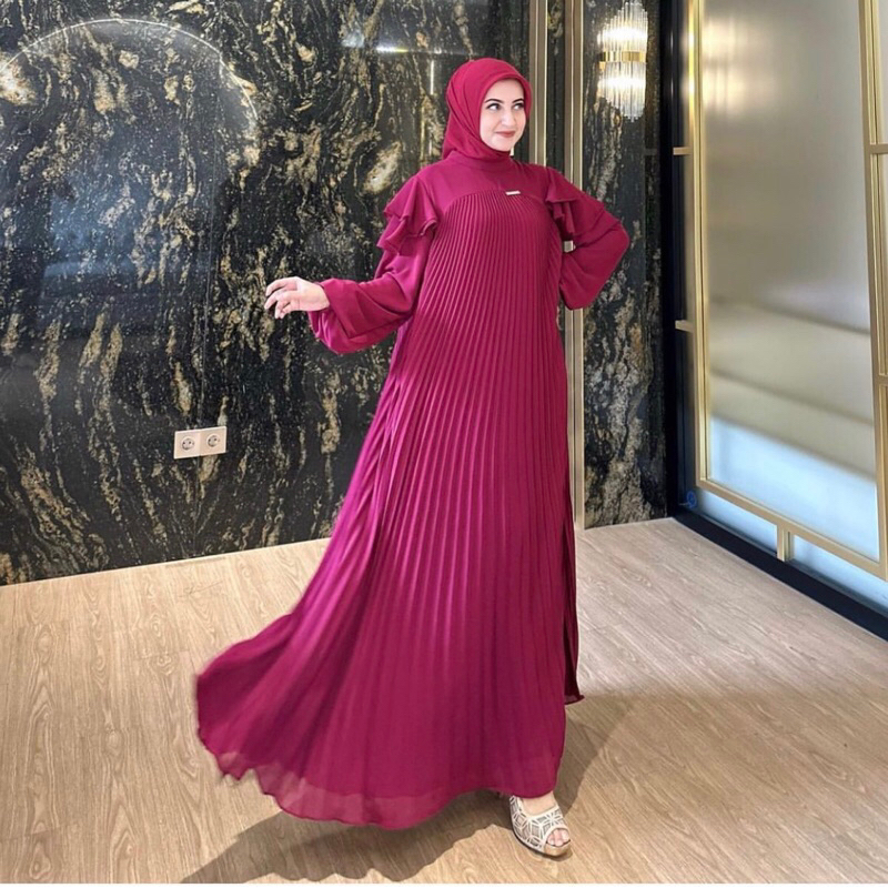 Dress gamis prisket plisket SHELLASAUKIA