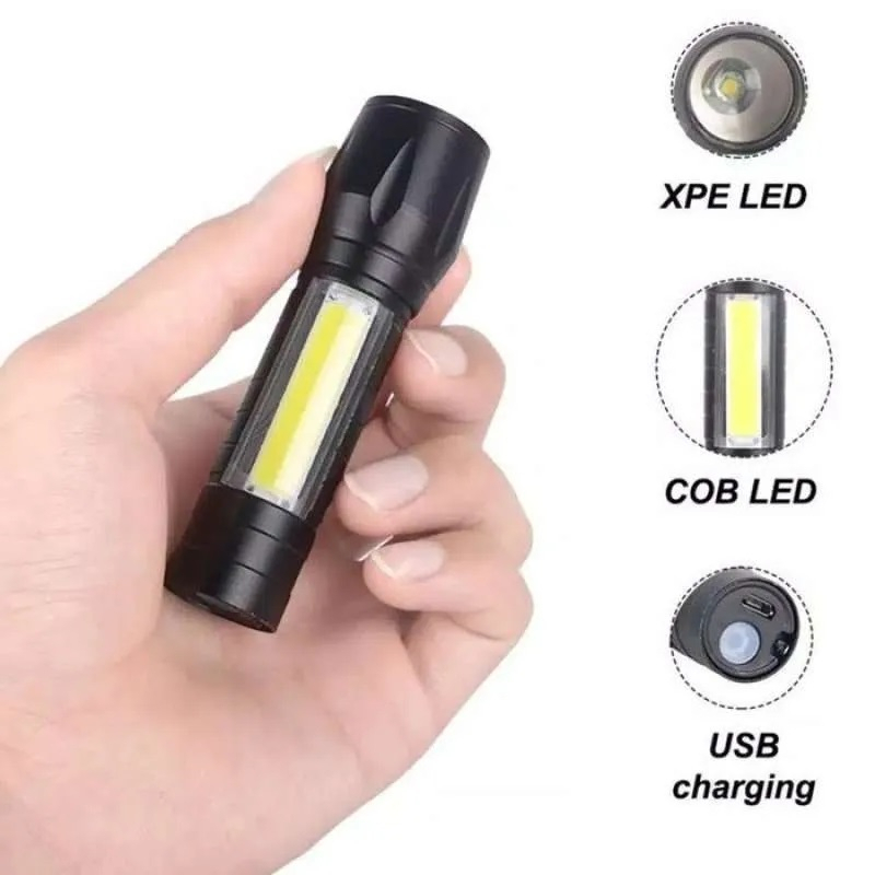 Senter Mini USB LED Super Terang COB Light 3 Mode