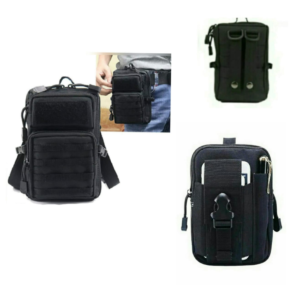 TAS HP TACTICAL TAS SELEMPANG 321 TAS SELEMPANG PRIA MINI ARMY HITAM