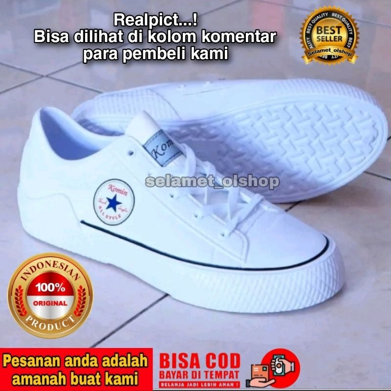 Sepatu karet putih komin, sepatu karet anti air ,sepatu pria sneaker anti air