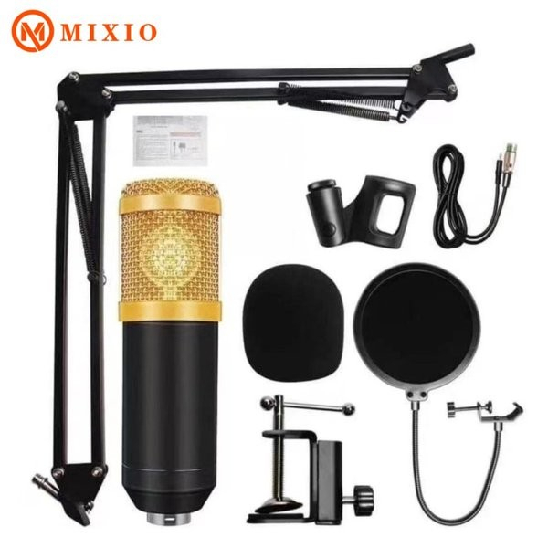 Paket Microphone Condenser MIxio BM-800Ec Stand Mic Full Black