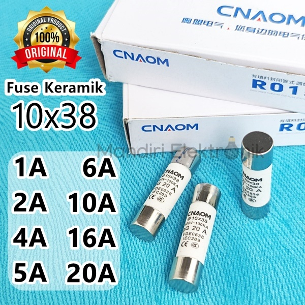 Fuse Sekring Silinder Keramik 10x38 2A 4A 6A 10A 16A 20A 25A 32A Sikring Sekering Silinder Keramik