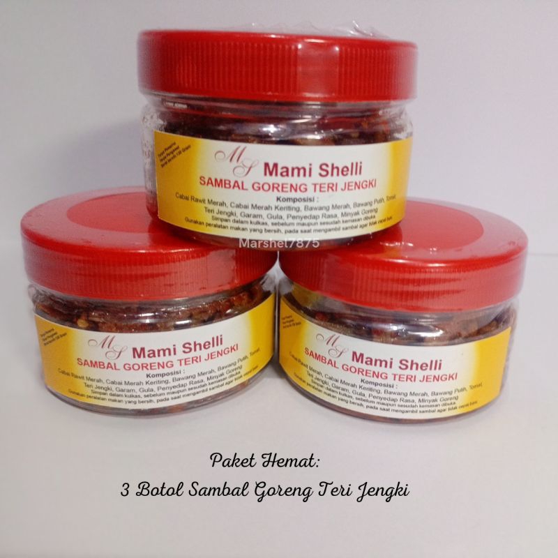 

Paket Hemat: 3 Botol Sambal Goreng Teri Jengki Mami Shelli