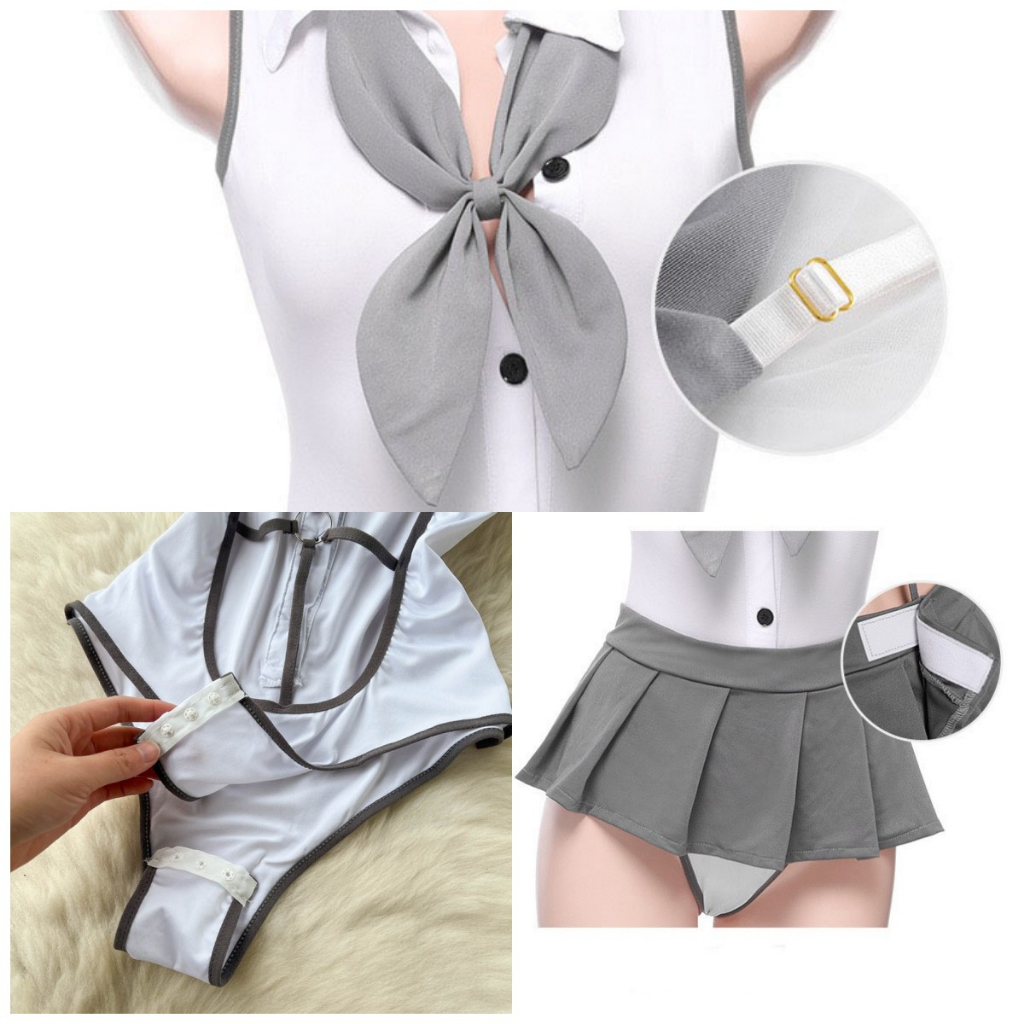 Lingerie Cosplay Sexy Open Crotch Jumpsuit JK Set Cosplay Seragam A185