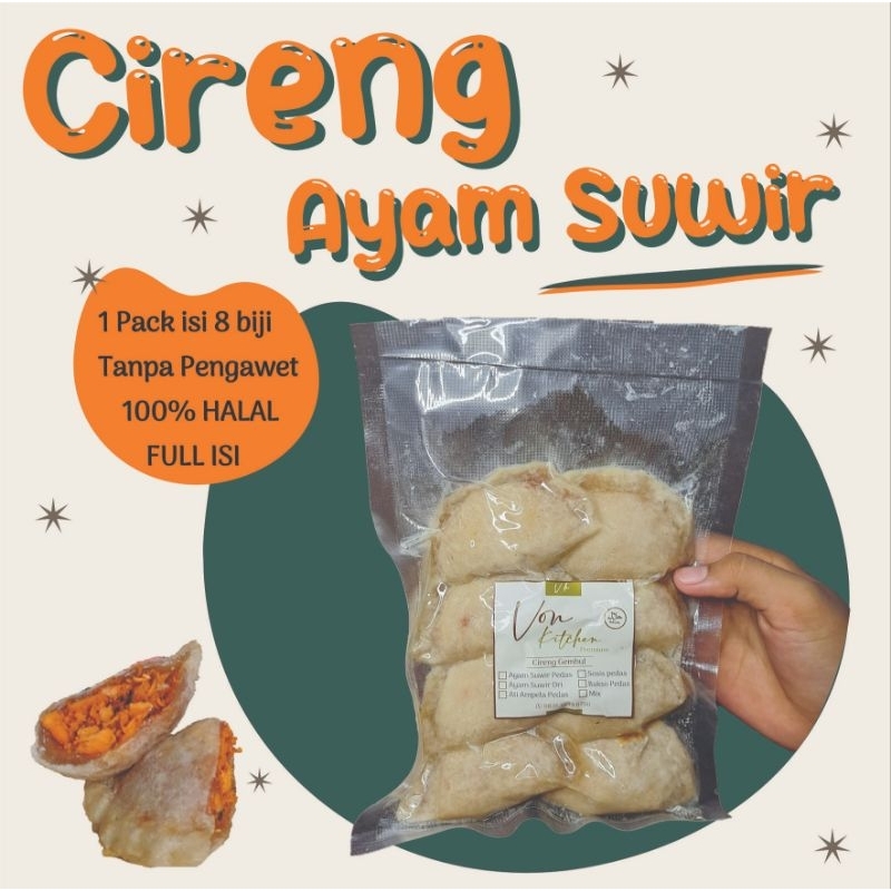 

Cireng isi Ayam suwir pedas ( isi 8 pcs ) | cemilan murah . Bahan2 Premium 100%