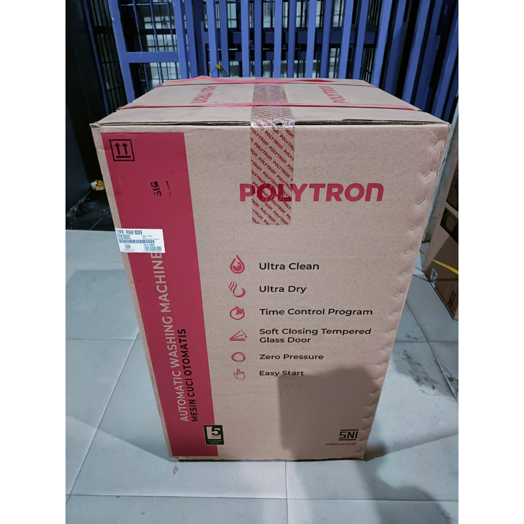 MESIN CUCI 1 TABUNG POLYTRON PAW 8029 Y TOP LOADING 8 KG ZEROMATIC