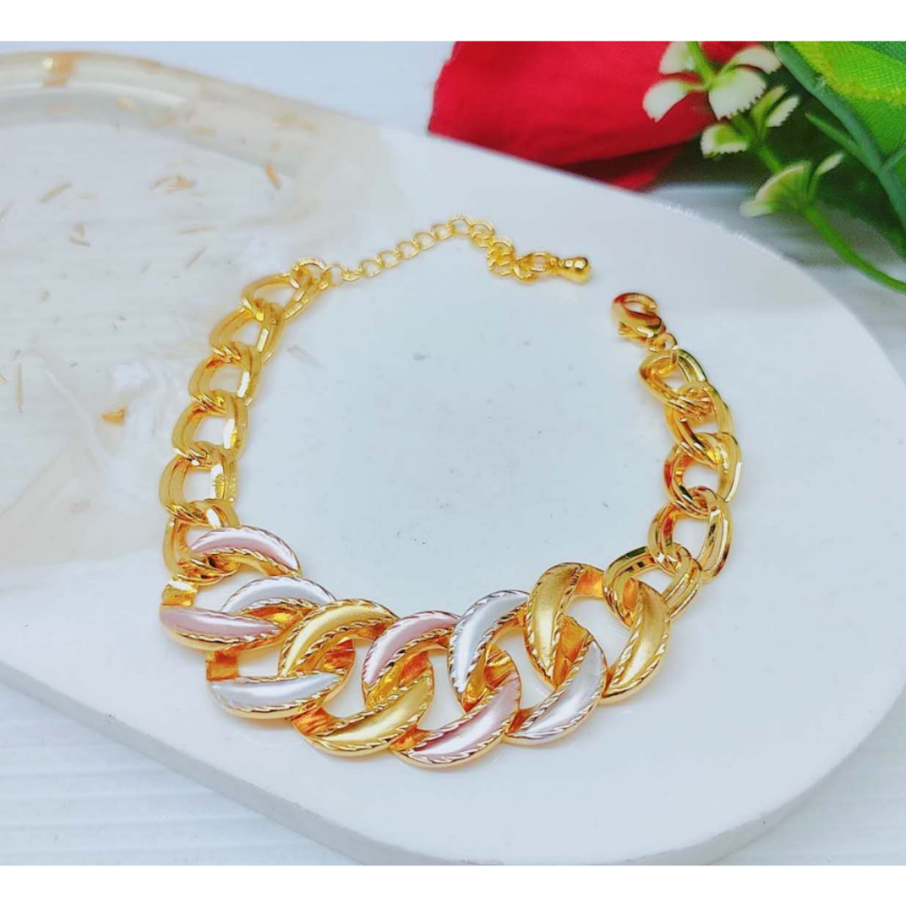 Gelang Xuping Rantai Kombinasi Lapis Emas Perhiasan Fashion R055