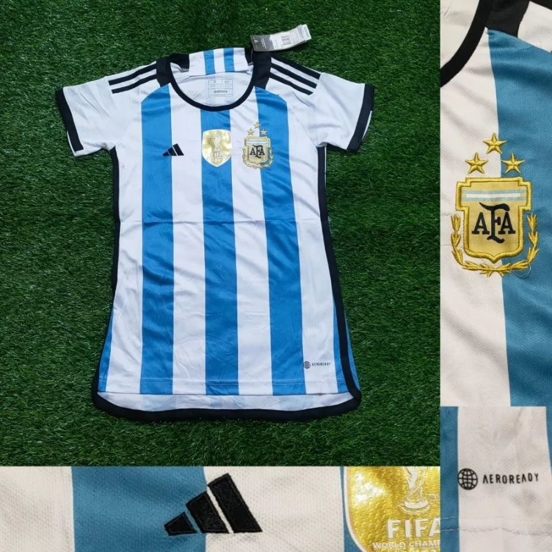 Jersey wanita argentina home piala dunia 2022 grade ori import