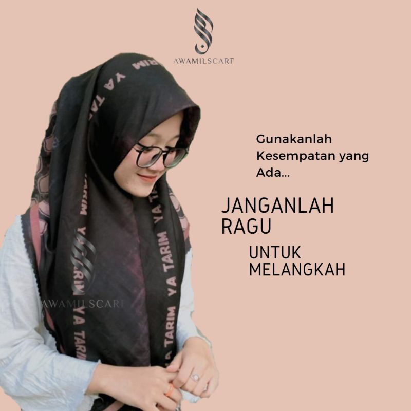 Hijab Kerudung Ya Tarim Darkah Semboyan Santri Indonesia Tulisan Koran Arabic