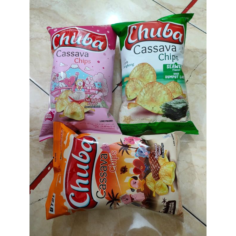 Chuba BT21 /chuba cassa chips barbeque,sambal balado,dan rumput laut / snack keripik singkong 140gr