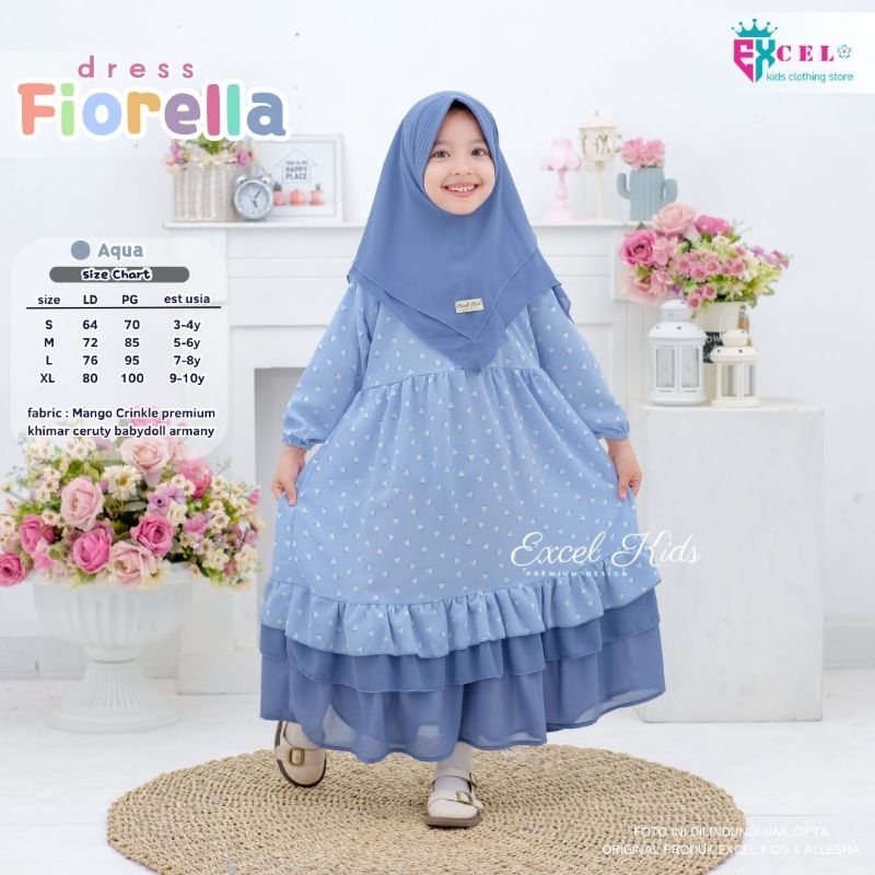 FIORELLA DRESS free jilbab ORI EXCEL KIDS | Dress+Jilbab Anak