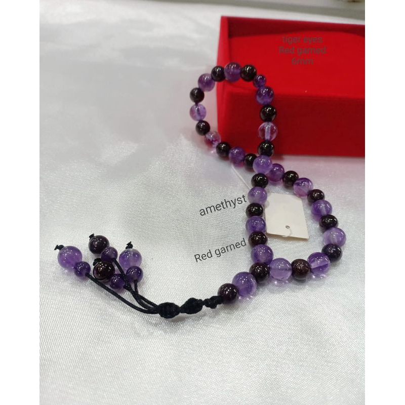 tasbih batu alam 6mm isi 33 tasbih kecubung red  garned natural