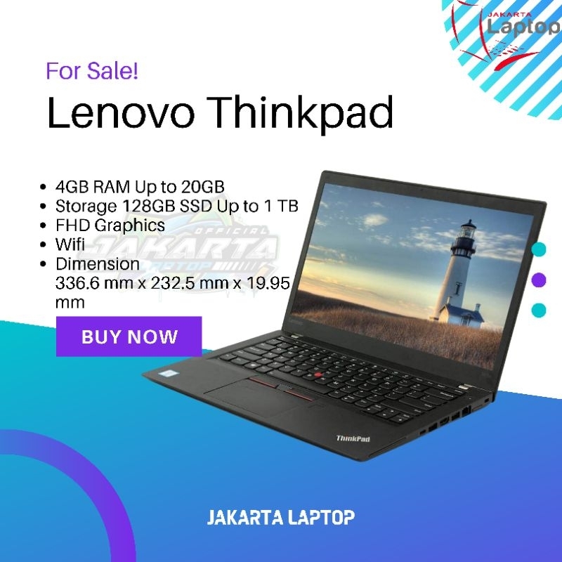 Laptop Lenovo Thinkpad T470s Core i7 | Gen 6 | Ram 8gb | Ssd 512 Gb | Mulus Murah Bergaransi