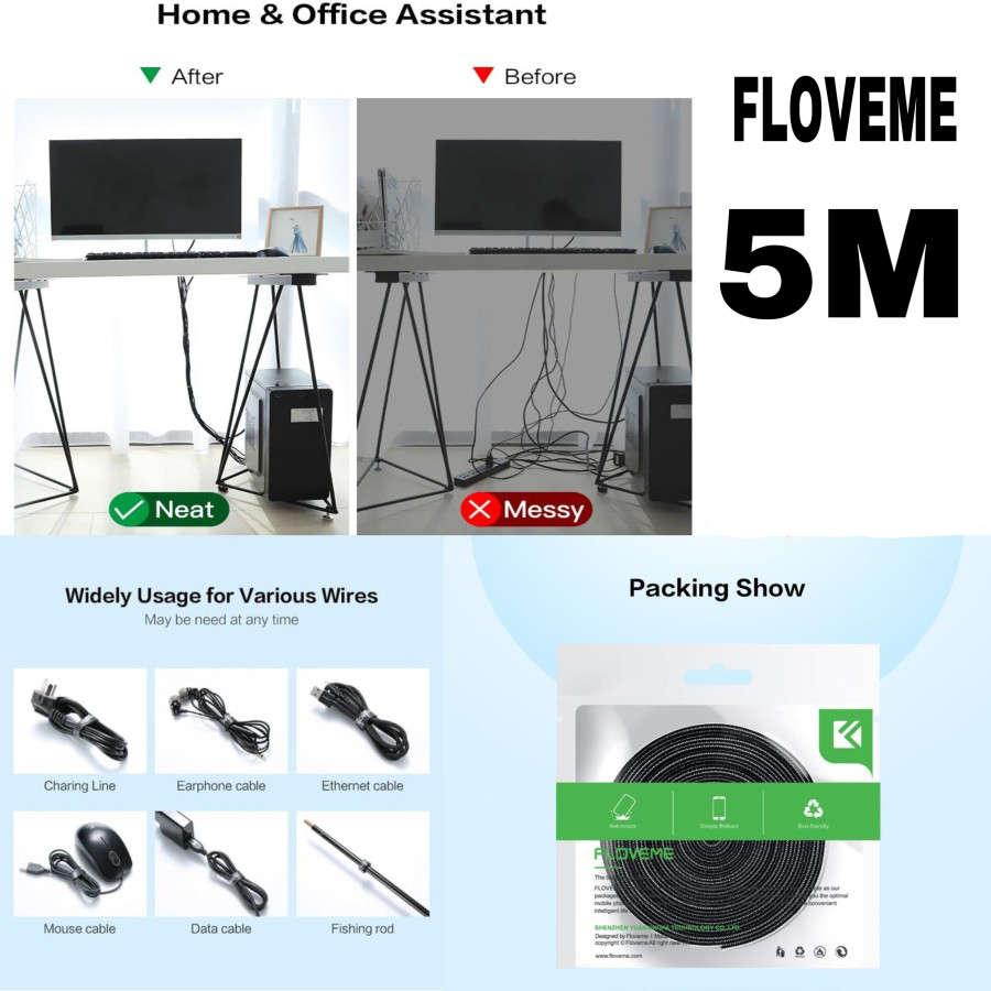 FLOVEME 5m Circle Pengikat Kabel Strap Cable Winder Organizer Original