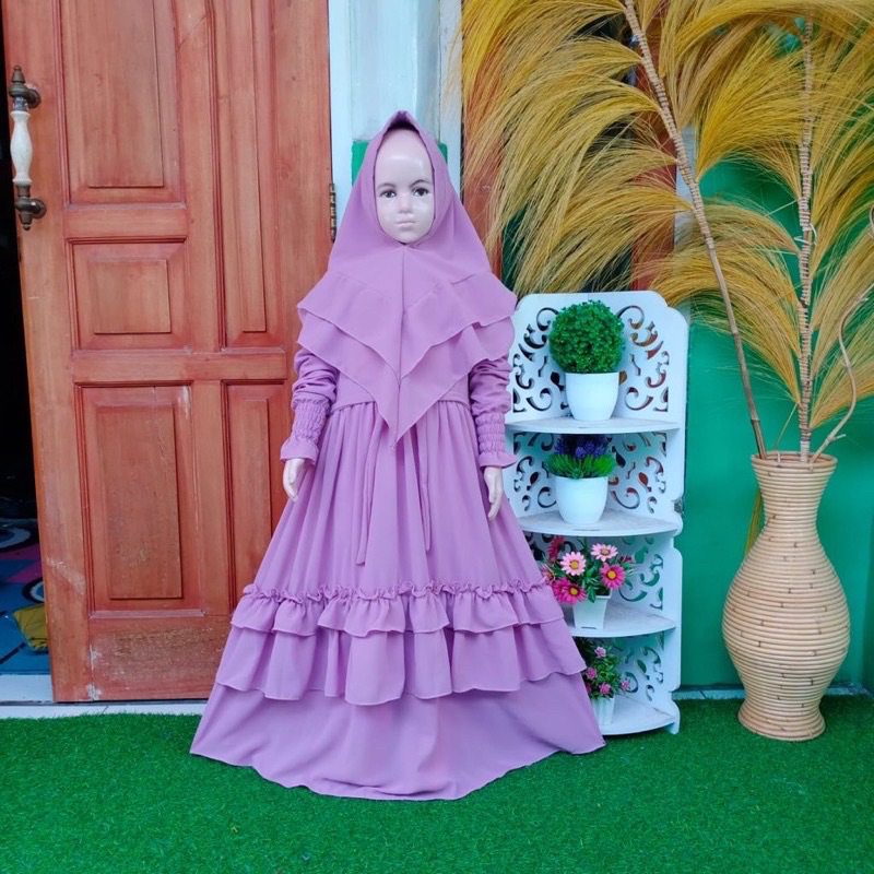 GAMIS ANAK UMPAK S,M,L,XL,XXL TANGGUNG/ PUTIH CERUTY UMPAK FULL FURING