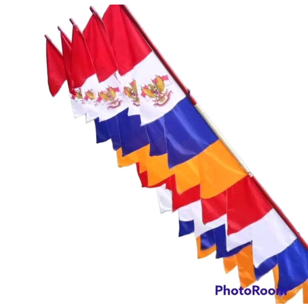 Bendera Umbul Umbul  8Titik Mata Warna Warni Merah Putih Gergaj