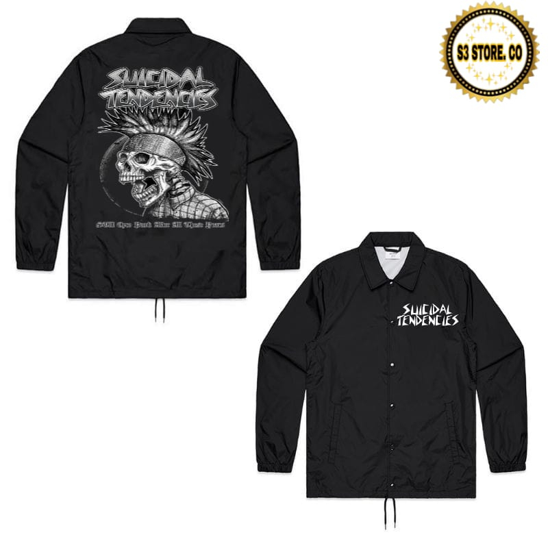 COACH JAKET SUICIDAL TENDENCIES BAND METAL WINDBREAKER HITAM JAKET COACH PREMIUM Quality PRIA WANITA
