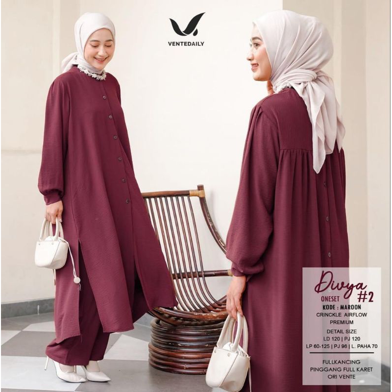 DIVYA ONESET CRINCLE AIRFLOW PREMIUM SETELAN POLOS WANITA SET WANITA ORI BY VENTE