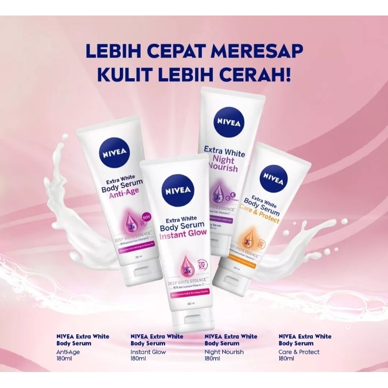 Nivea Body Serum Extra White Care &amp; protect / Radiant &amp; smooth / Night Nourish 180ml