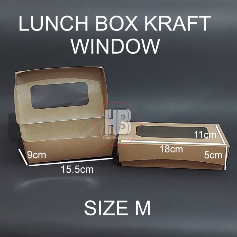 [100 PCS] LUNCH BOX KRAFT M WINDOW / PAPER LUNCH BOX KRAFT COKELAT JENDELA / BOX KOTAK NASI COKLAT