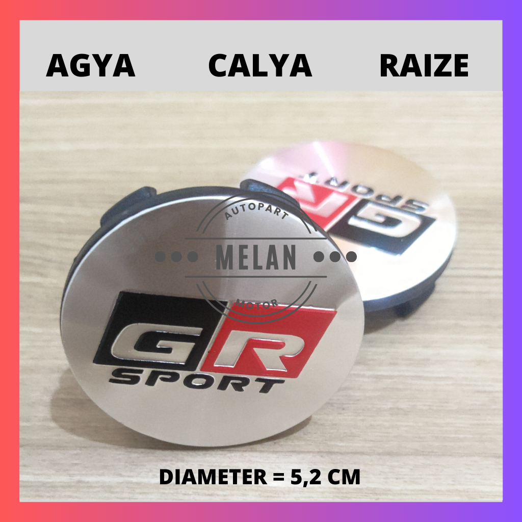 Dop Roda atau Tutup Velg Toyota Agya, Calya, Raize Motif GR Sport Diameter 5,2 CM