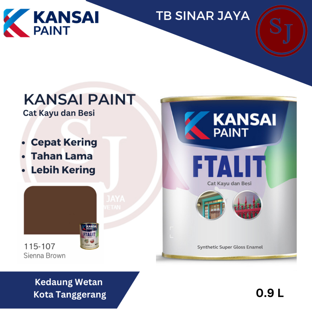 Cat kayu dan Besi Kansai Paint Ftalit Warna Glos 1kg 115 - 107 Sienna Brown