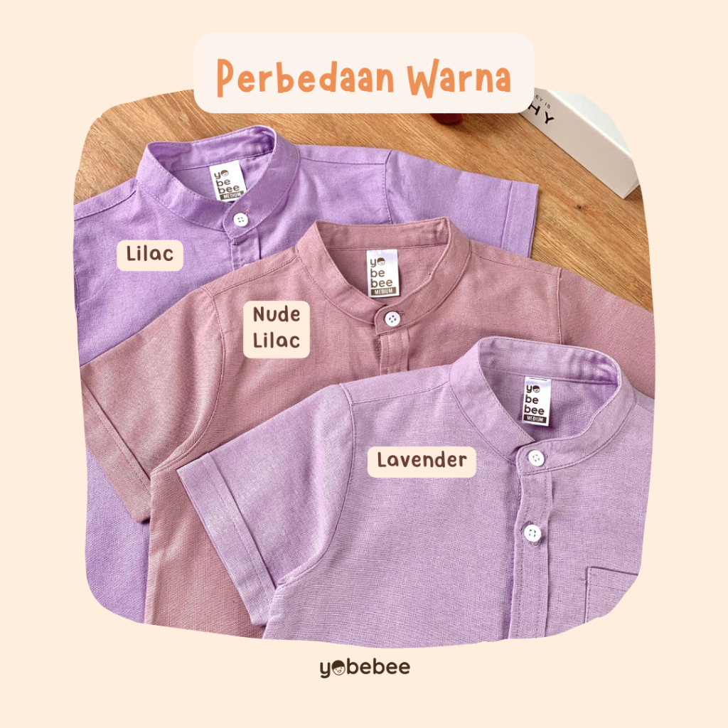 Yobebee Kemeja Linen Anak Laki Laki Tangan Pendek Usia 2 3 4 5 6 Tahun Baju Atasan Kids Polos Model Casual Formal Baju Koko Muslim Chiangi Shirt Couple Kembaran Anak Cowok dan Ayah