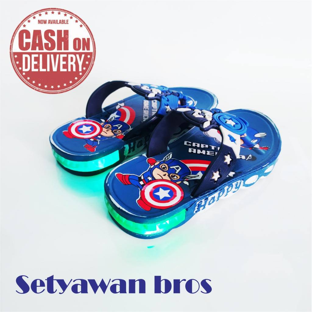 SENDAL LAMPU LED ANAK LAKI-LAKI DENGAN FULL LIGT LAMPU LED TERBARU