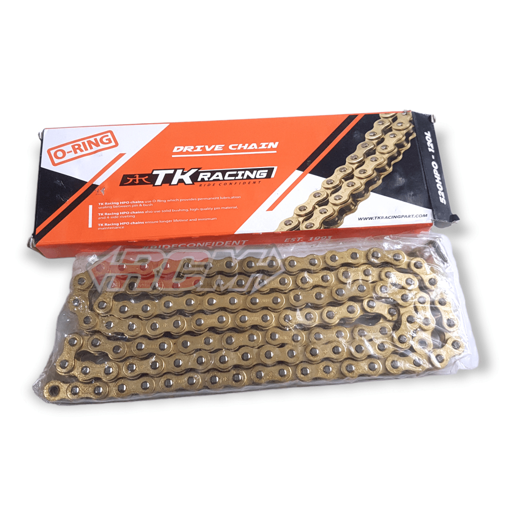 RANTAI RANTE CHAIN TK RACING 520 HPO - 120L 120 L GOLD MODEL PAKAI ORING SDH DENGAN SAMBUNGAN RANTAI ORI ORIGINAL TK RACING ASLI