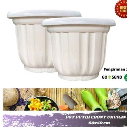 Pot Besar Pot Buah Pot ebony 60 Putih