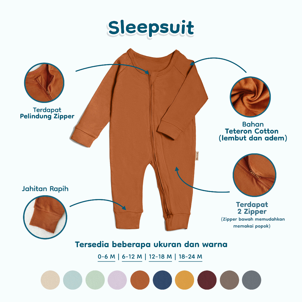 Nice Kids - Sleepsuit Baby Newborn (Baby Bayi Piyama Pakaian Tidur Romper Onesies Jumper Anak 0-2 Tahun)