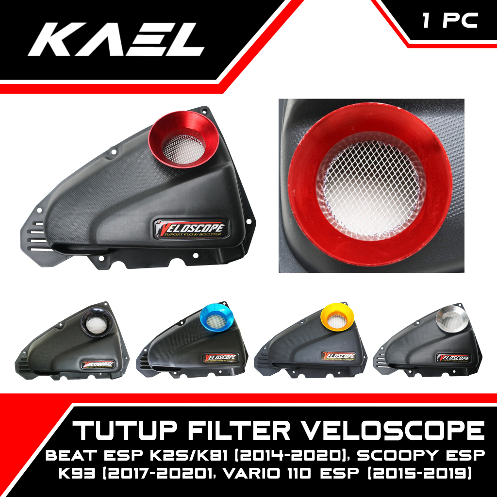 Tutup Filter Veloscope Honda Beat eSP K25 K81 Street Sporty 2014 2020 &amp; Scoopy eSP K93 2017 2020 &amp; Vario 110 eSP 2015 2019 Variasi Corong Penutup