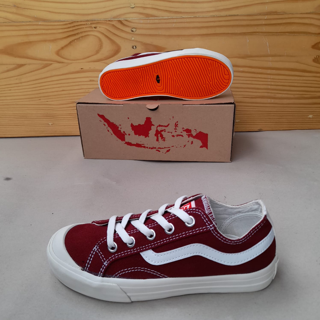 Sepatu Ventela Public Maroon Original - Sepatu Ventela Evil X Papa Gading - Ventela Public Low Maroo