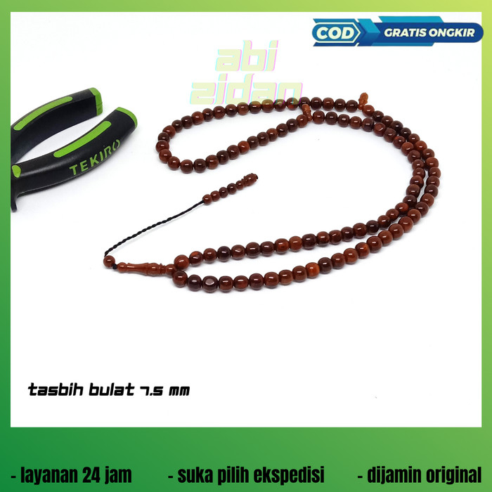 tasbih kaukah kaokah kokkah bulat coklat 7.5mm 99 butir POLOS