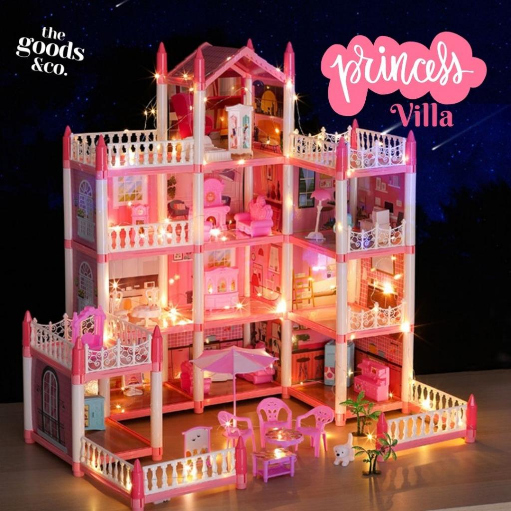 𝐆𝐨𝐨𝐝𝐬𝐂𝐨 Mainan Rumah Boneka Berlampu Mainan Dollhouse Princess Villa Mainan Rumah Rumahan