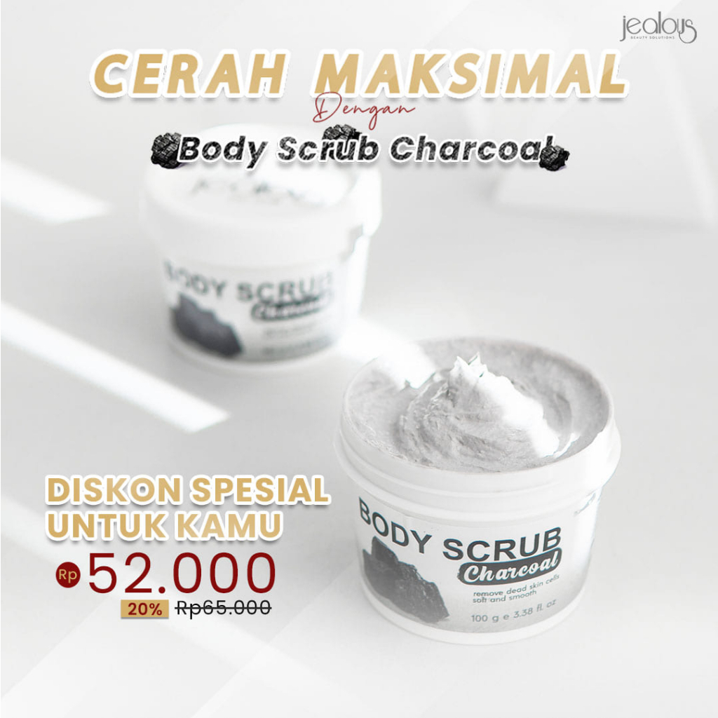 Jealous Body Scrub Carcoal dengan Hyaluronate + collagen + Gluta + Niacinamide Efek tone up Atasi ba