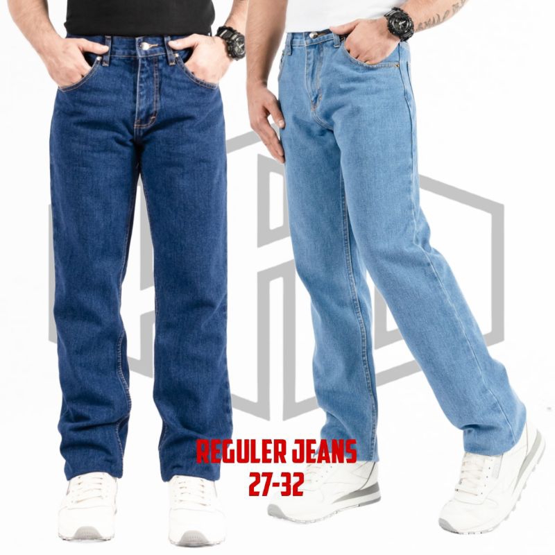 [PROMO] Celana Jeans Panjang Size 27-38 Pria Lepis Model Standart Reguler/Celana Jeans Pria Standart Pinggang Kancing Bahan Denim 4 Warna TERMURAH