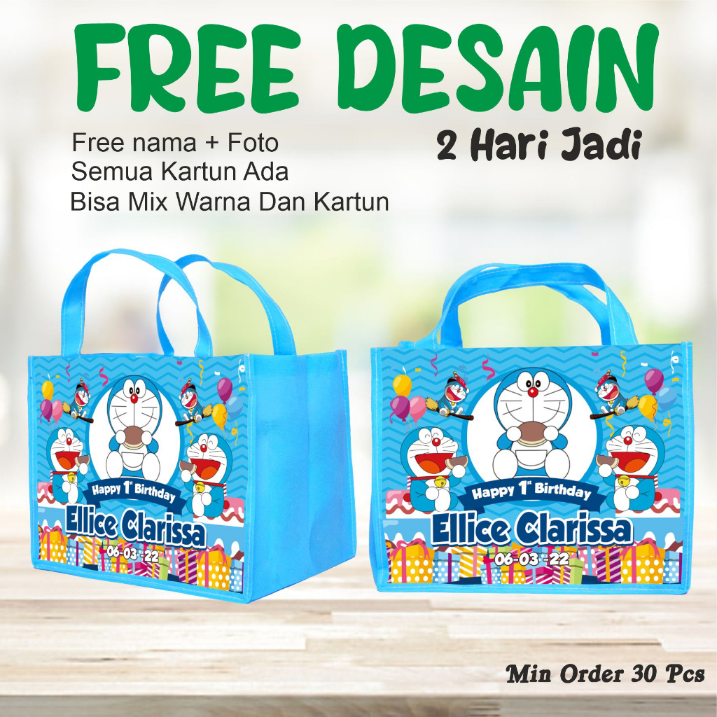 

TAS BENTO JINJING BERGAMBAR DORAEMON/TAS FREE DESAIN FOTO NAMA DLL/LANGSUNG DI ORDER