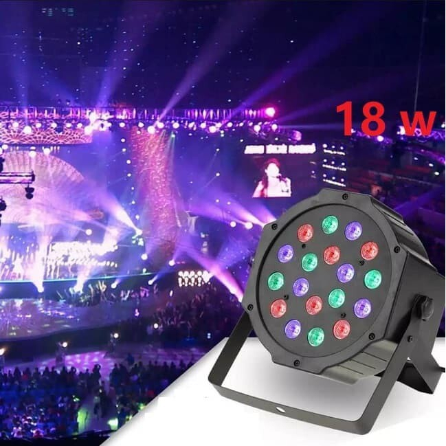 Lampu Disco Sorot Disco 18 LED RGB Plastic Mini Flat Stage Par Light / LED MINI PAR 18 LED