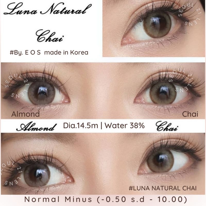 SOFTLENS EOS LUNA NATURAL CHAI BROWN NORMAL MINUS (s.d -10.00) Original Made In Korea