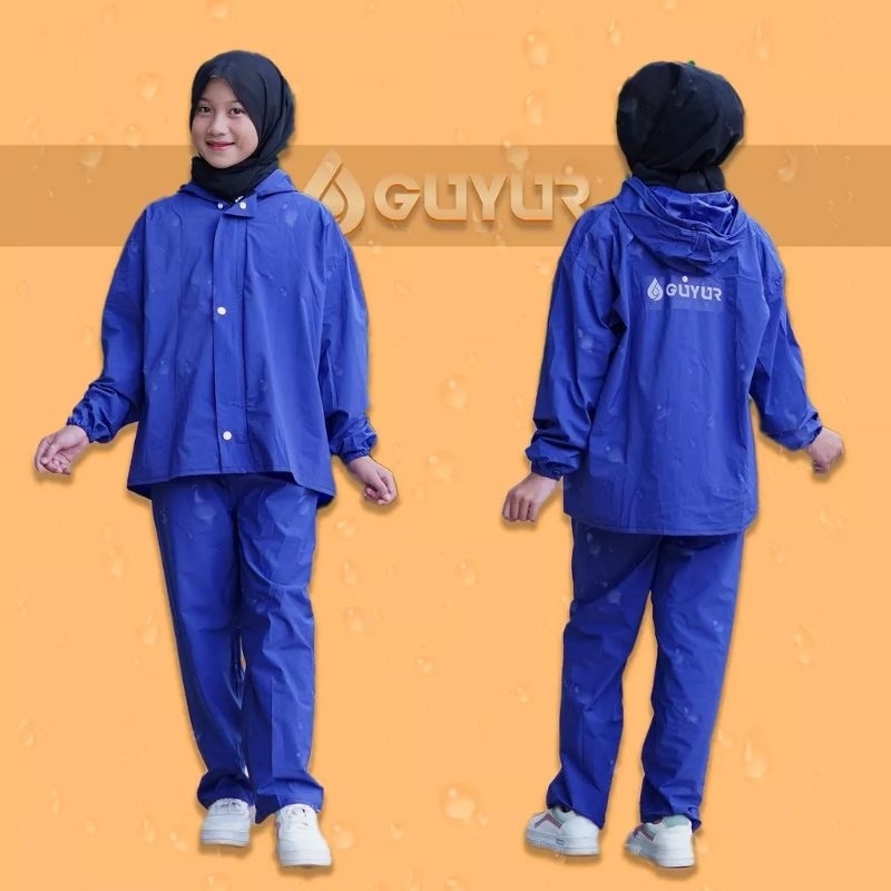 Jas Hujan RAINCOAT Pria Wanita Anti Rembes Bahan Tebal Elastis